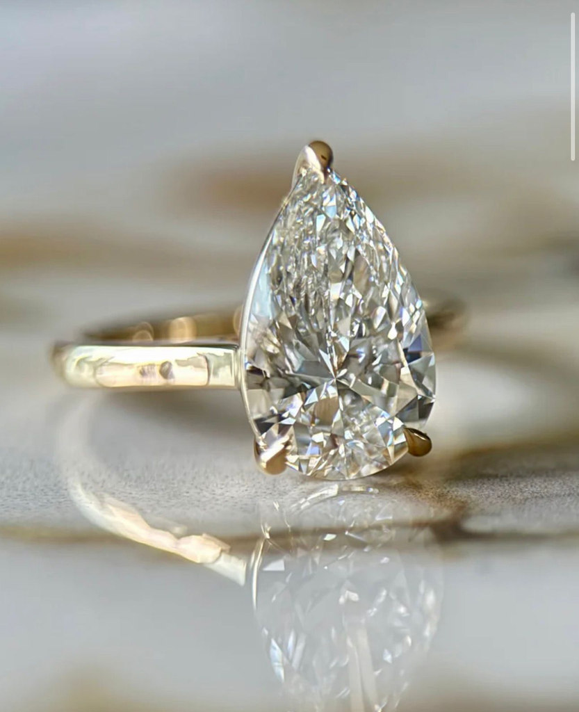 LD2058 YG / P - 3ct pear solitaire  12.75 x 8mm engagement ring  (Mount)  