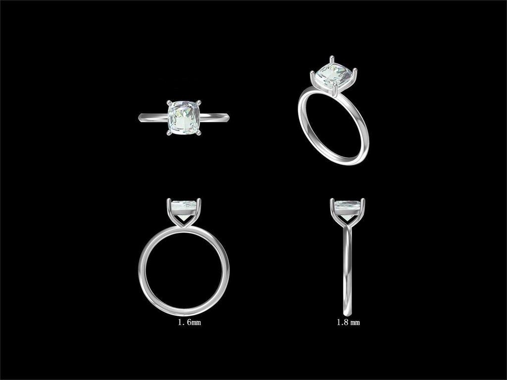 LD167-YG or LD167-P  Elongated cushion cut diamond 2ct solitaire (Mount)   