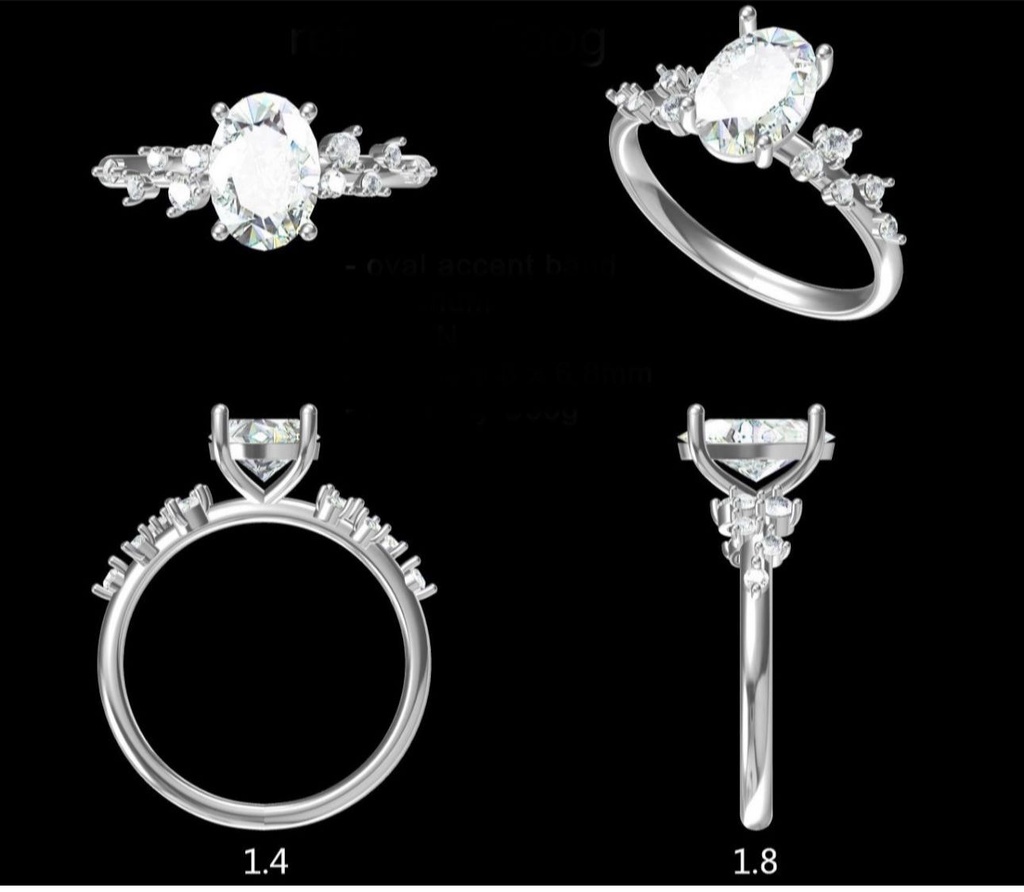 LD 2022 YG and LD 2022 P Main diamond is 9 x 6mm Oval pretty ring 1.50ct (Mount)  