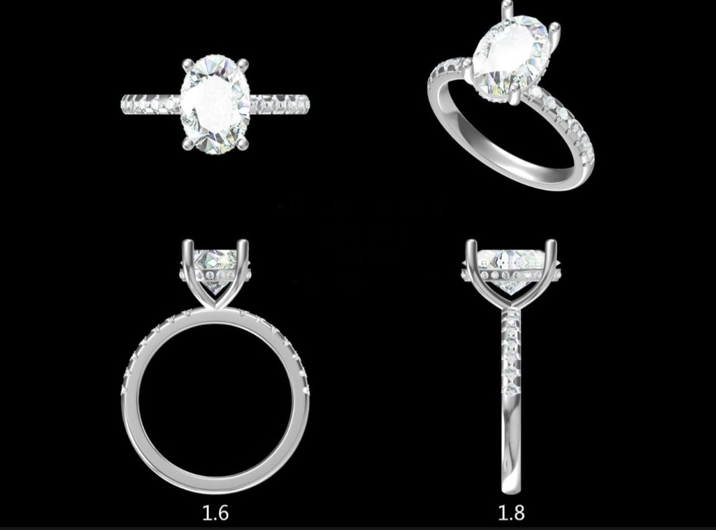  LD 2021 YG and LD 2021 P Main oval is 9 x 6mm Oval 1.50ct hidden halo and diamond band ring (Mount)  