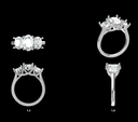 LD 2012 YG and P   3 carat round trilogy ring 6mm / 7.3mm / 6mm(Mount)  