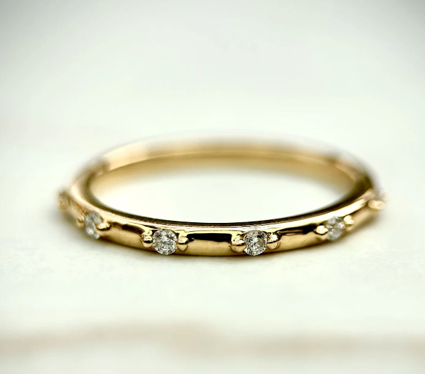 LD093-YG or LD093-P  Spaced Diamond Band