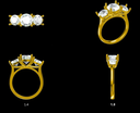  LD 2013 YG and P 2 carat round trilogy Ring 5mm / 6.3mm / 5mm(Mount)  