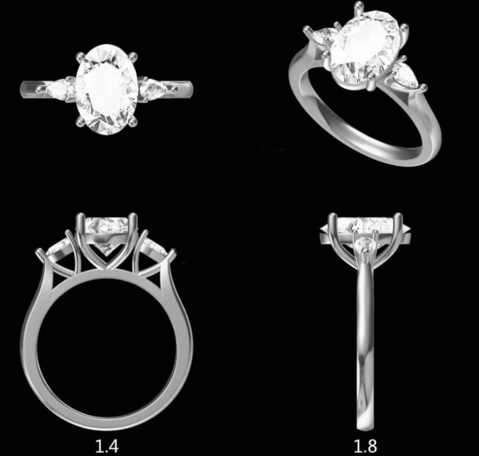 LD 2032 YG and 2032 P Oval and pears Ring 10.5 x 7.5mm oval  Pears 4 x 2.5mm (Mount) 