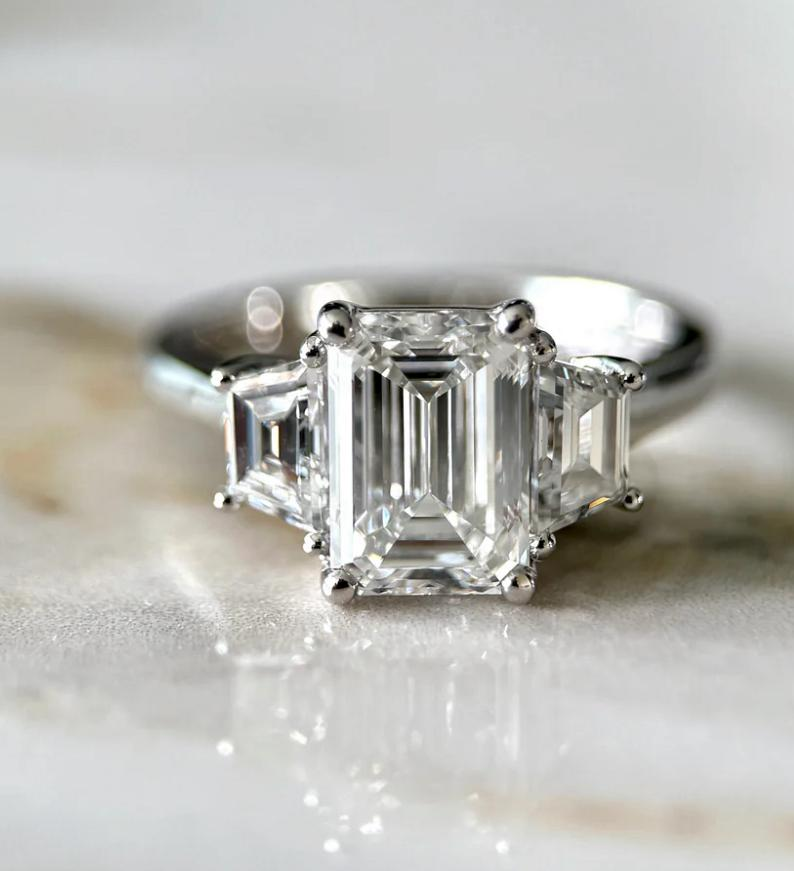 LD 2035 P And LD 2035 YG Emerald cut 8.3mm x 5.7mm ring (Mount ...