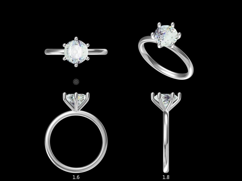 LD 2027 YG and LD2027 P  Classic Lab Grown Round Solitaire 7.3mm round  engagement ring (Mount)  