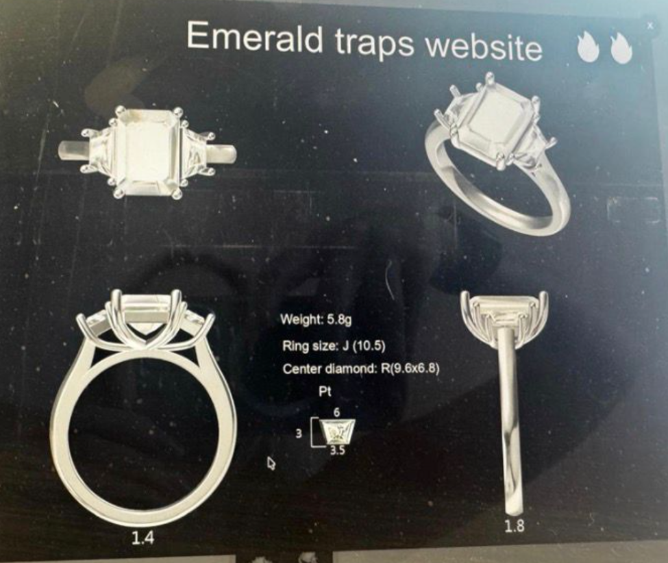 LD2066 YG and LD2066 P  Emerald cut 9.6*6.8mm engagement ring (Mount)   