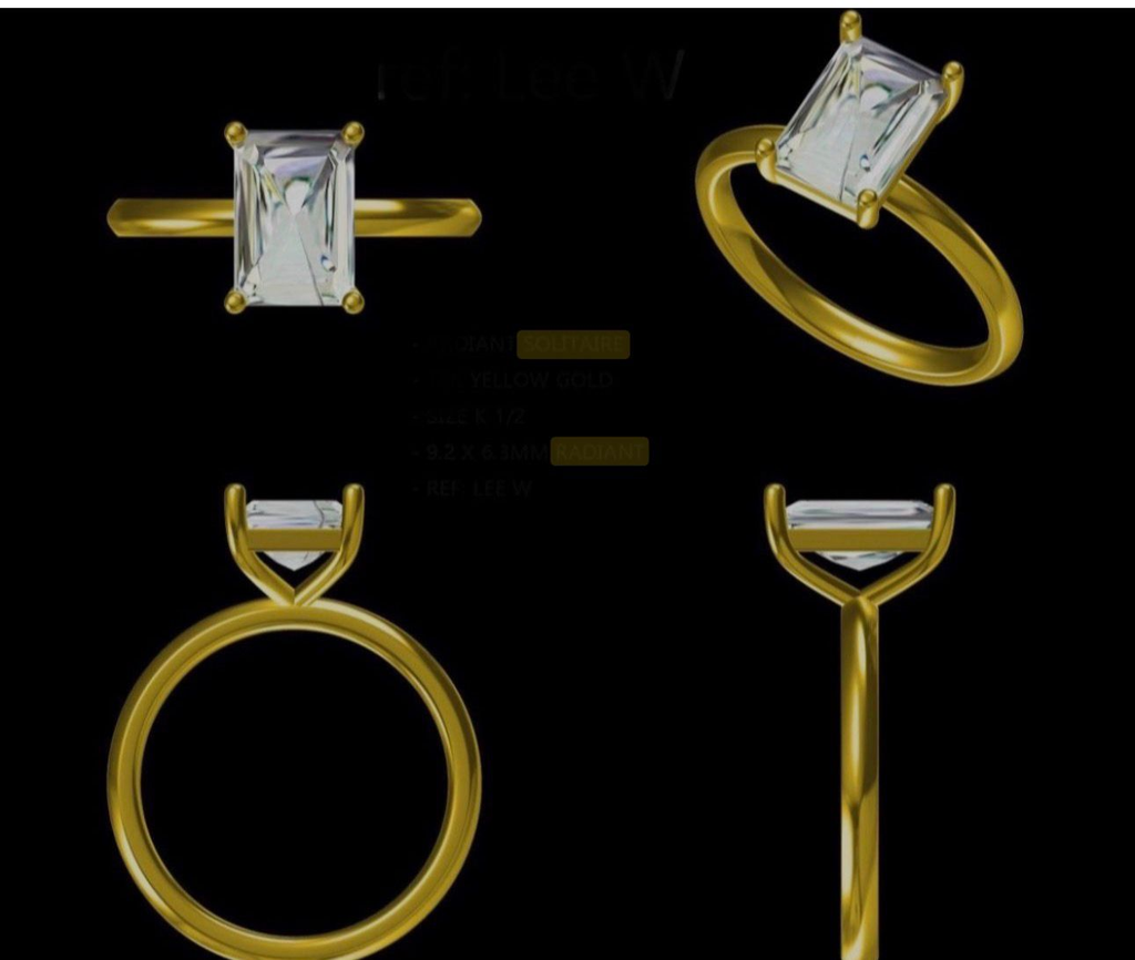LD156 P and ⁠LD156 YG   ⁠12 x 8.5mm radiant  5ct radiant solitaire Ring  (Mount)  