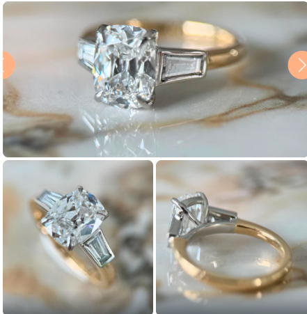 LD 2068-YG or LD 2068-P 2ct antique cushion tapering bags  9 x 6.9mm cushion diamond ring  (Mount)     