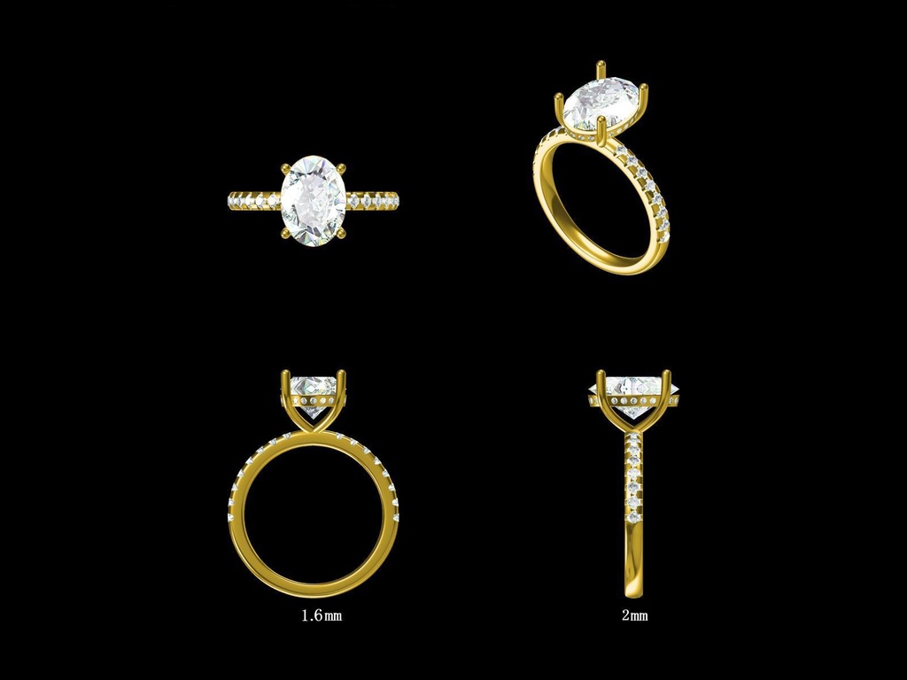 LD2074 P and LD2074 YG  Classic Oval Cut Hidden Halo with Diamond Band - 4ct+ ( 13 x 9mm )  (Mount)     