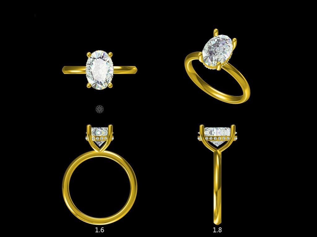 LD166-YG  Classic Lab Grown Oval Hidden Halo – 9.5mmx6.5mm, Hand picked 1.80ct+, D/E colour and VVS clarity (Mount) 