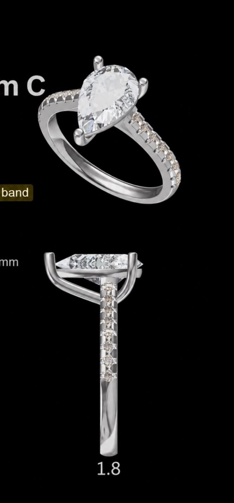 LD2076-YG and LD2076-P  Pear  14 x 8.8mm   Engagement Ring  (Mount)  