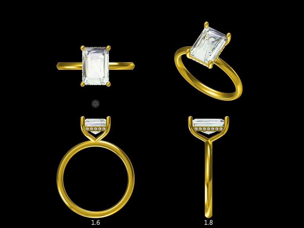 LD151-YG  Classic Lab Grown Radiant Hidden Halo – 8.5mmx5.9mm, Hand picked 1.80ct+, D/E colour and VVS clarity in 18k Yellow Gold (Mount) 