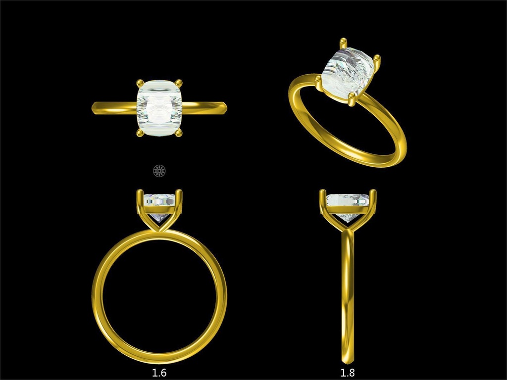  LD140-YG  Classic Lab Grown Cushion Solitaire, Hand picked 2ct+, 8mmx6.5mm D/E colour and VVS clarity in 18k Yellow Gold(Mount)  