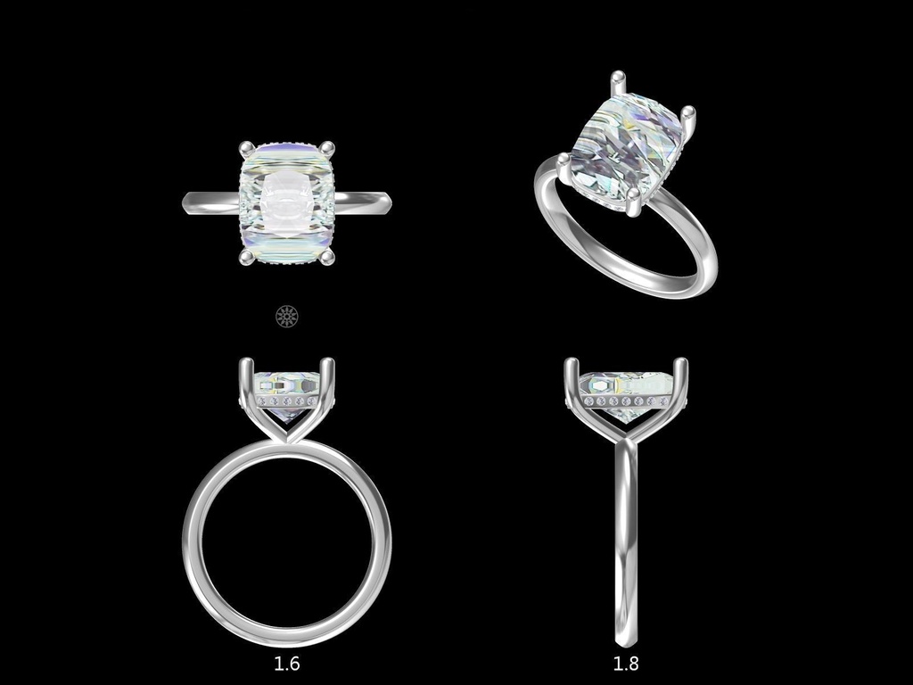LD147-P  Classic Lab Grown Cushion Hidden Halo, Hand picked 2ct+,8x6.5mm D/E colour and VVS clarity in Platinum  (Mount)    