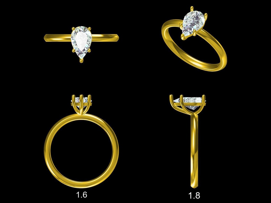 LD137-YG  Classic Lab Grown Pear Solitaire – 11mmx7mm, Hand picked 2ct+, D/E colour and VVS clarity in 18k Yellow Gold (Mount)    
