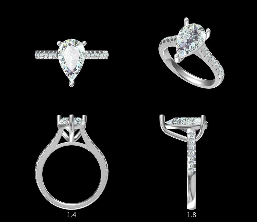 LD138-P  Classic Lab Grown Pear on a Diamond Band – 11mmx7mm, Hand picked 2ct+, D/E colour and VVS clarity in Platinum  (Mount)    