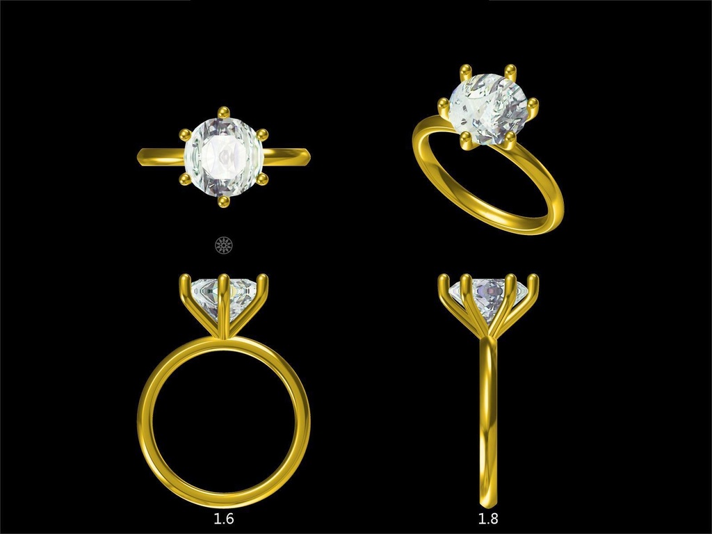 LD136-YG Classic Lab Grown Round Solitaire (6 prong) – 8.2mm+, Hand picked 2ct+, D/E colour and VVS clarity in 18k Yellow Gold (Mount)   
