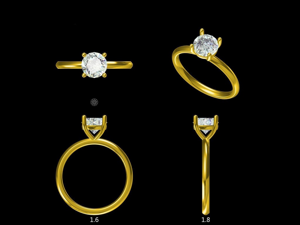 LD135-YG  Classic Lab Grown Round Brilliant Solitaire (4 prong) – 8.2mm+, Hand picked 2ct+, D/E colour and VVS clarity in 18k Yellow Gold  (Mount)    