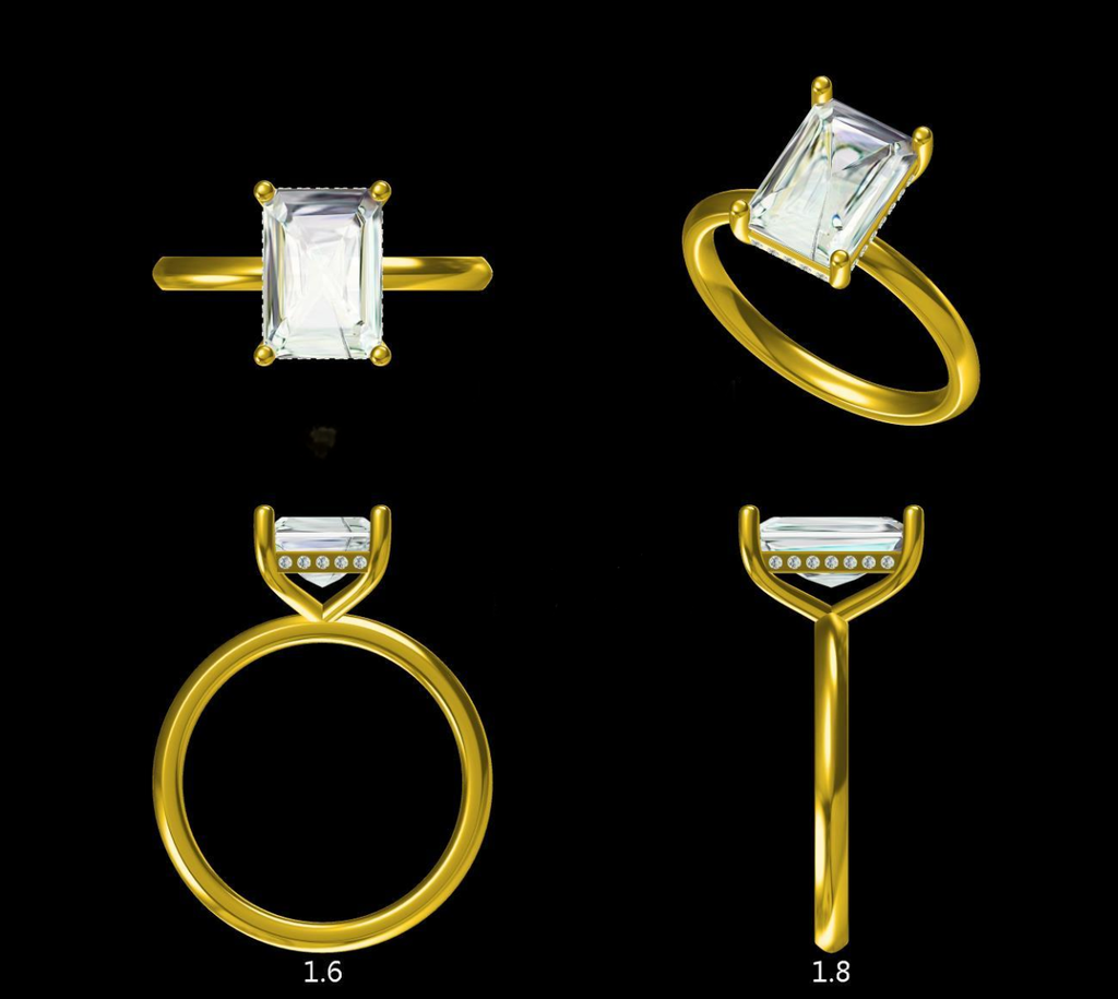 LD175-YG 3ct radiant with hidden halo  10mmx7mm  (Mount)       