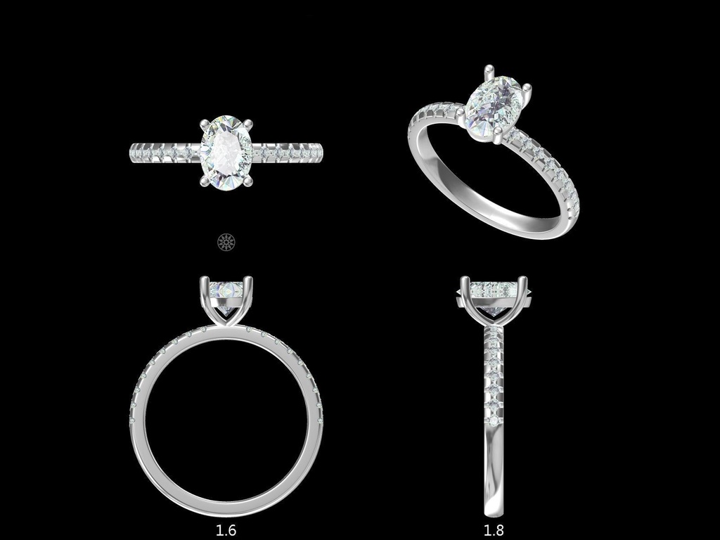 LD043P Certified Lab Grown Oval Solitaire with Diamond Band – Hand picked 0.90ct+ 7.5x5.2mm (Mount)    