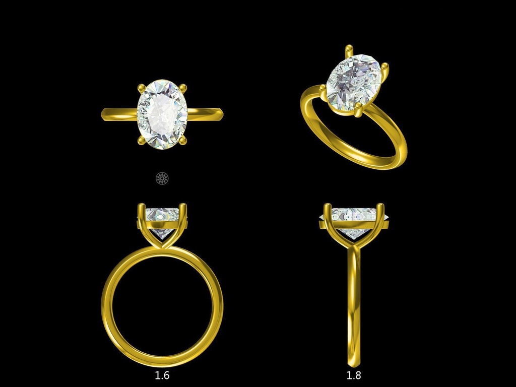 LD039-YG Classic Lab Grown Oval Solitaire – Hand picked, 0.90ct+ main diamond in 18k Yellow Gold 7.5x5.2mm (Mount)     