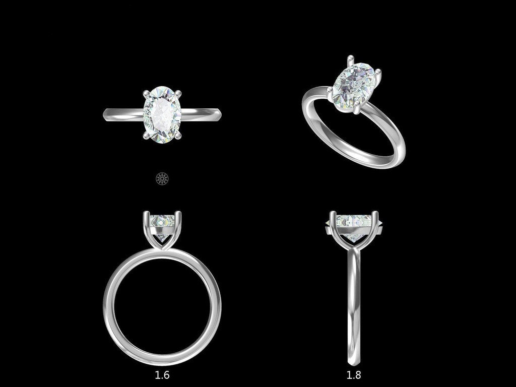 LD039-P Classic Lab Grown Oval Solitaire – Hand picked, 0.90ct+ 7.7mm x 5.5mm  main diamond in Platinum(Mount)      