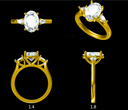 LD163YG or LD163-P 3ct oval cut diamond with pear cut side stones 11.5x8mm (Mount)       