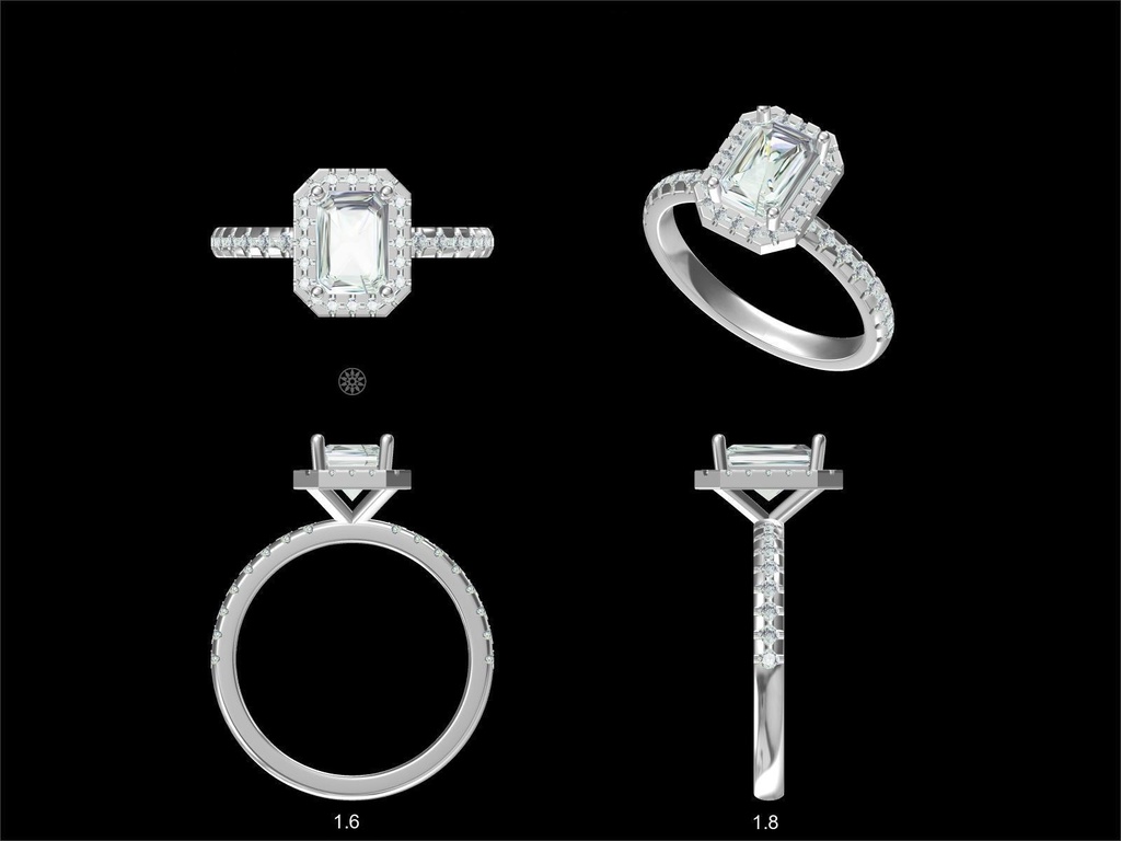 LD133-YG or LD133-P Certified Lab Grown Radiant Halo Ring – Hand picked, 1.20ct+, 7.5mm x5.2mm, D/E colour, VVS clarity (Mount)      