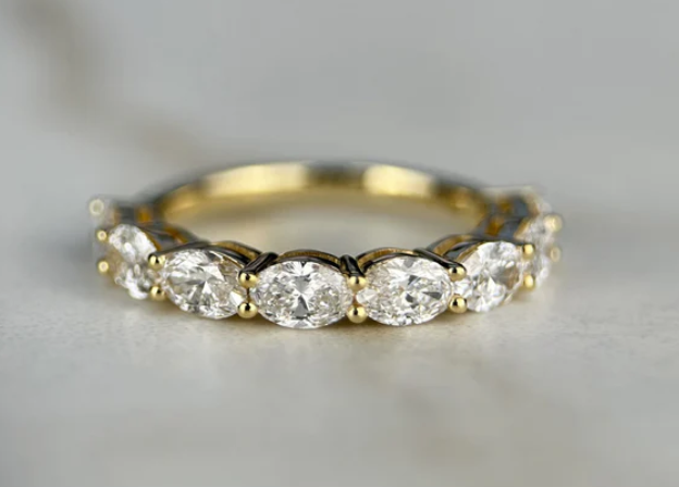LD097-YG or LD098-P  East to West set Oval Ring – 1.60ct
