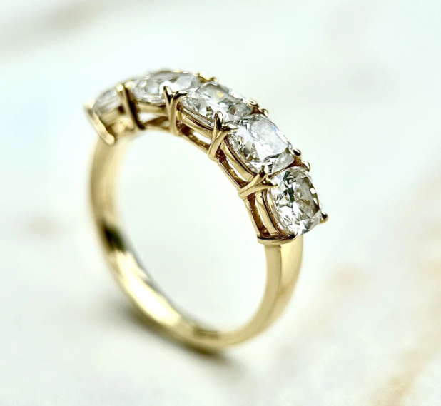 LD117-YG or LD117-P  Cushion Cut Low Set Diamond Band – 2.50ct
