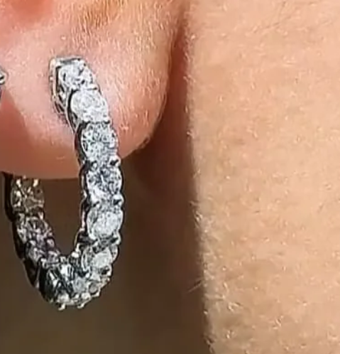 LD112-YG or LD112-P  1.75ct Inside Out Hoop Earrings 