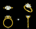 LD 2029 P and LD 2029 YG Emerald cut 8.3mm x 5.7mm ring (Mount)  