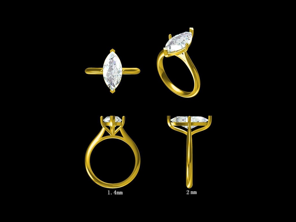 LD209-P and LD209-YG  Classic Marquise cut solitaire 1.50ct 11x6mm D/E colour and VVS clarity  (Mount)   