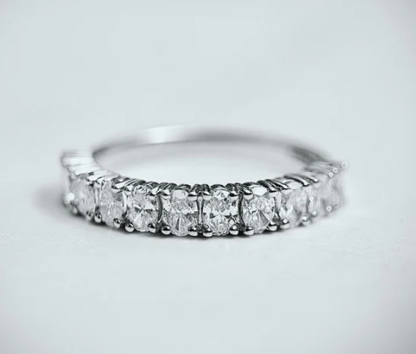 LD074-P  Oval Cut Low Set Diamond Band – 0.8ct 