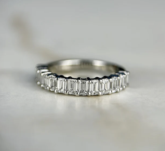 LD076-YG or LD076-P Emerald Cut Half Diamond Band – 1.20ct 