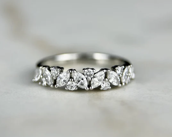 LD087-YG or LD087-P Marquise and Round Half Band – 0.70ct 