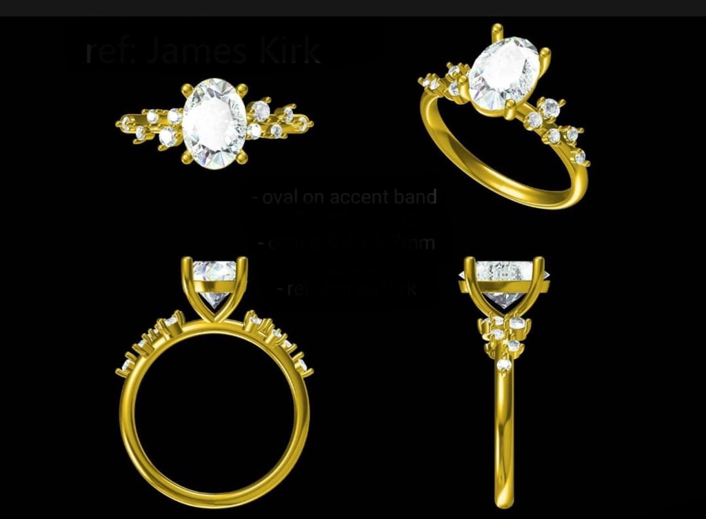 LD 2018 YG and LD 2018 P  1.80ct oval pretty ring  Main oval is 9.5 x 6.5mm (Mount)  