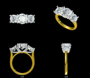  LD 2013 YG and P 2 carat round trilogy Ring 5mm / 6.3mm / 5mm(Mount)  
