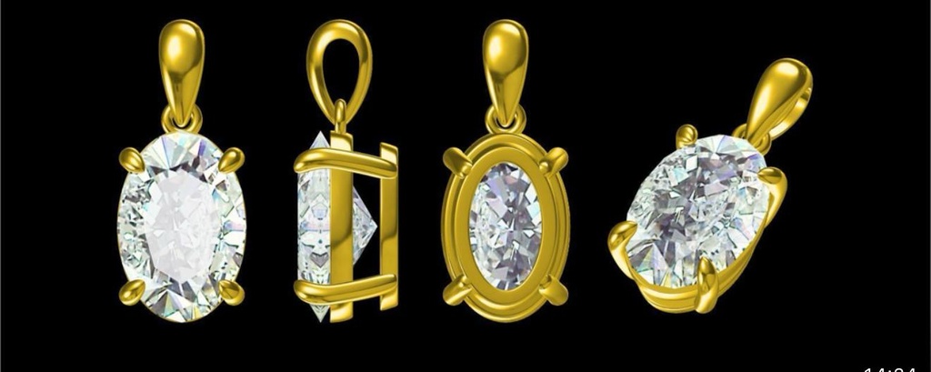 LD 2016 YG and LD2016 P 2ct oval pedant  16 inch chain  10 x 7mm oval pendant
