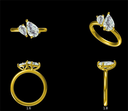 LD2047 P and LD2047 YG   Pear  10 x 6.5mm and 8 x 5mm moi Et Toi Engagement Ring  (Mount) 