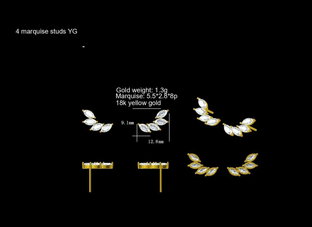 LD 2042 PT and LD 2042 YG   4 marquise studs Earrings  