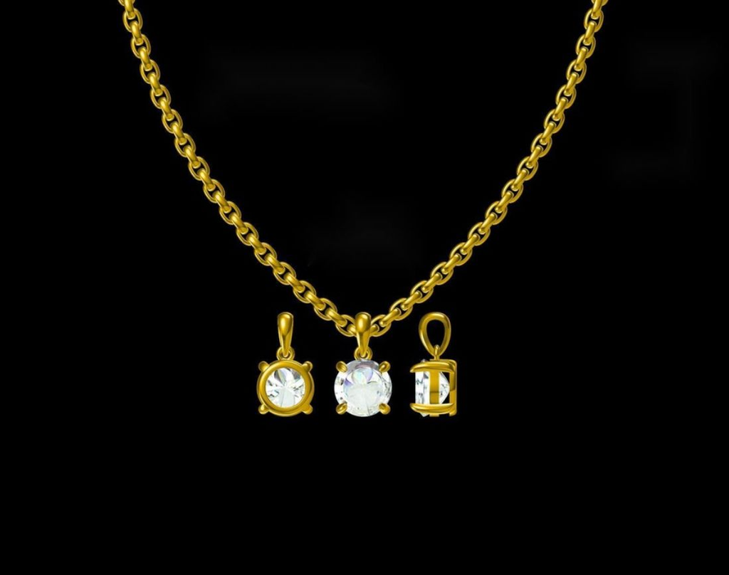 LD2052 YG and LD2052 PT  2ct round pendant 8.1mm 