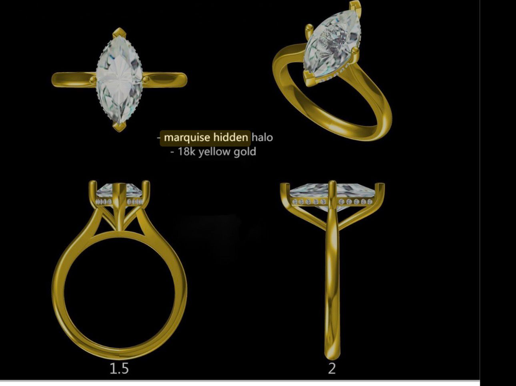 LD 2053 YG and LD 2053 P Marquise is 14 x 7.5mm  Engagement ring  (Mount) 