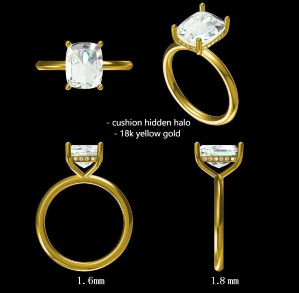 LD2051 YG / P  Cushion Hidden Halo  10 x 7mm  Engagement Ring(Mount)   